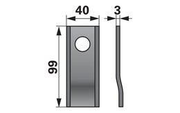 Nůž rotačky vyhnutý (25ks) 99x40x3, d=19,0