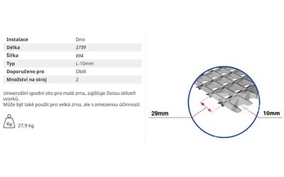 Žaluziové síto - spodní -1739x694 mm (3D) - 