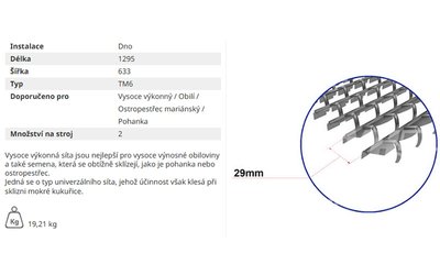 Žaluziové síto - spodní -1739x564 mm (BP6-3D) - 