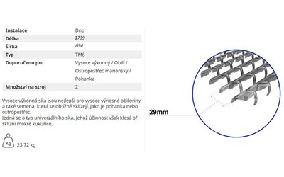 Žaluziové síto - spodní 1739x694 mm (BP6-3D) - 