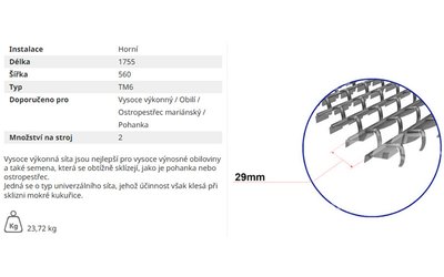 Žaluziové síto - horní (TM6) - 