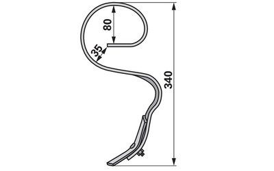 Pero kombinátoru zahnuté, 25 x 8 x 340 mm, montážní výška 245 mm - 