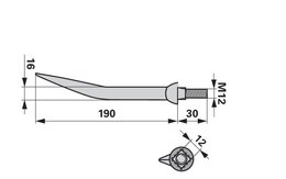 Hřeb bran zahnutý, 16 x 190 mm, M12, hrana-hrana