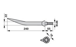 Hřeb bran zahnutý, 22 x 240 mm, M18, hrana-hrana