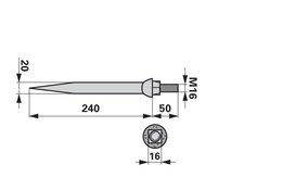 Hřeb bran rovný, 20 x 240 mm, M16, hrana-plocha
