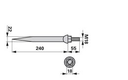  Hřeb bran rovný, 22 x 240 mm, M18, odsazený čtyřhran