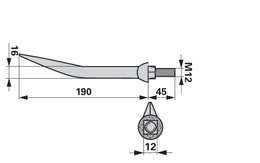 Hřeb bran zahnutý, 16x190 mm, M12, hrana-plocha