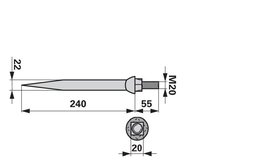 Hřeb bran rovný,22 x 240 mm, M20, hrana-plocha