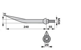 Hřeb bran B21, 240 mm, M20, hrana-plocha