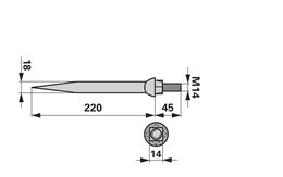 Hřeb bran rovný, 18 x 220 mm, M14, hrana-plocha