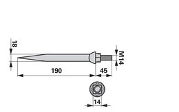 Hřeb bran rovný, 18 x 190 mm, M14, hrana-plocha
