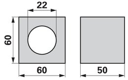 Dřevěné pouzdro 50 x 60 x 60 mm, ø 22 mm