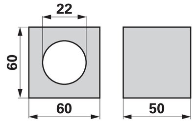 Dřevěné pouzdro 50 x 60 x 60 mm, ø 22 mm - 