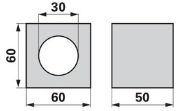 Dřevěné pouzdro 50 x 60 x 60 mm, ø 30 mm