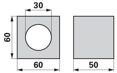 Dřevěné pouzdro 50 x 60 x 60 mm, ø 30 mm - 