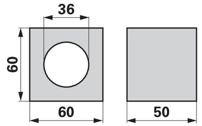 Dřevěné pouzdro 50 x 60 x 60 mm, ø 36 mm - 