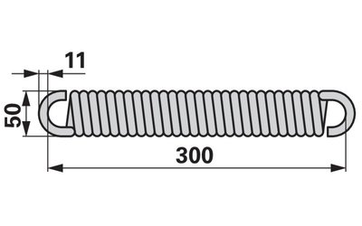 Tažná pružina 50 x 11 x 300 mm - 