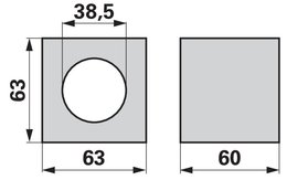 Dřevěné pouzdro 60 x 63 x 63 mm, ø 38,5 mm