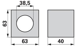 Dřevěné pouzdro 40 x 63 x 63 mm, ø 38,5 mm