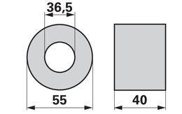 Dřevěné pouzdro 40 x 55 mm, ø 36,5 mm
