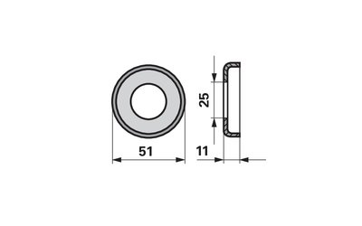 Kryt 51 x 11 mm, vnitřní ø 25 mm - 