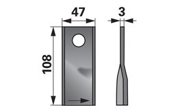 Nůž rotačky levý (25ks) 108x47x3, d=21,0