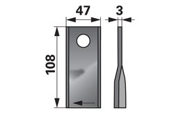 Nůž rotačky pravý (25ks) 108x47x3, d=21,0