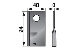 Nůž rotačky pravý (25ks) 94x48x3, d=23,0