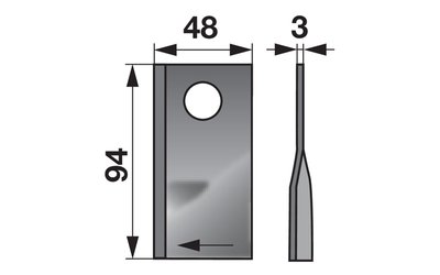 Nůž rotačky pravý (25ks) 94x48x3, d=23,0 - 