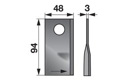 Nůž rotačky levý (25ks) 94x48x3, d=23,0