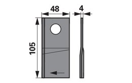 Nůž rotačky pravý (20ks) 105x48x4, d=19,3