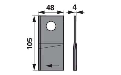 Nůž rotačky pravý (20ks) 105x48x4, d=19,3 - 