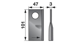 Nůž rotačky levý (25ks) 101x47x3, d=23,0