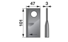 Nůž rotačky pravý (25ks) 101x47x3, d=23,0