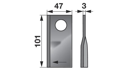 Nůž rotačky pravý (25ks) 101x47x3, d=23,0 - 