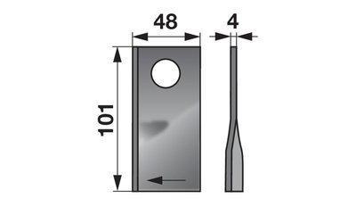 Nůž rotačky pravý (25ks) 101x48x4, d=23,0 - 