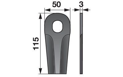 Nůž rotačky vyklenutý (25ks) 115x50x3, Ø=20,5x24 - 