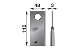 Nůž rotačky pravý (25ks) 110x48x3, d=21,0