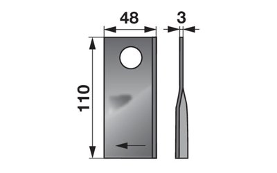 Nůž rotačky pravý (25ks) 110x48x3, d=21,0 - 