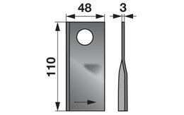 Nůž rotačky levý (25ks) 110x48x3, d=21,0