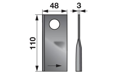 Nůž rotačky levý (25ks) 110x48x3, d=21,0 - 