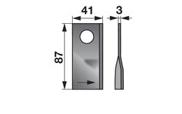 Nůž rotačky levý (25ks) 87x41x3, d=19,0