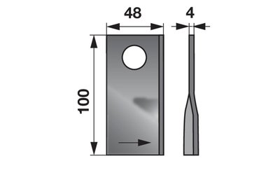 Nůž rotačky levý (25ks) 100x48x4, d=21,0 - 