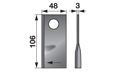 Nůž rotačky pravý (25ks) 106x48x3, d=21,0 - 