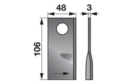 Nůž rotačky levý (25ks) 106x48x3, d=21,0