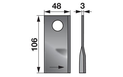 Nůž rotačky levý (25ks) 106x48x3, d=21,0 - 