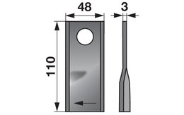 Nůž rotačky pravý (25ks) 110x48x3, d=21,0