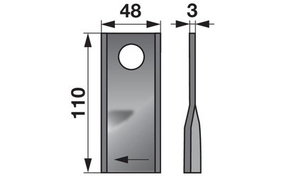 Nůž rotačky pravý (25ks) 110x48x3, d=21,0 - 