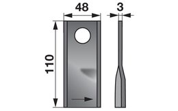 Nůž rotačky levý (25ks) 110x48x3, d=21,0