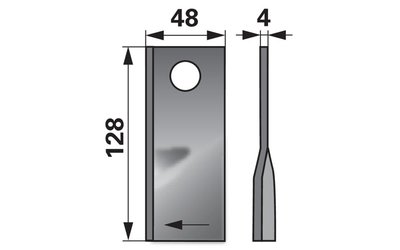 Nůž rotačky pravý (20ks) 128x48x4, d=21,0 - 